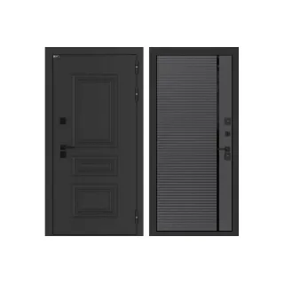 Входная дверь Аляска Лайт 22 - Графит софт, черная вставка